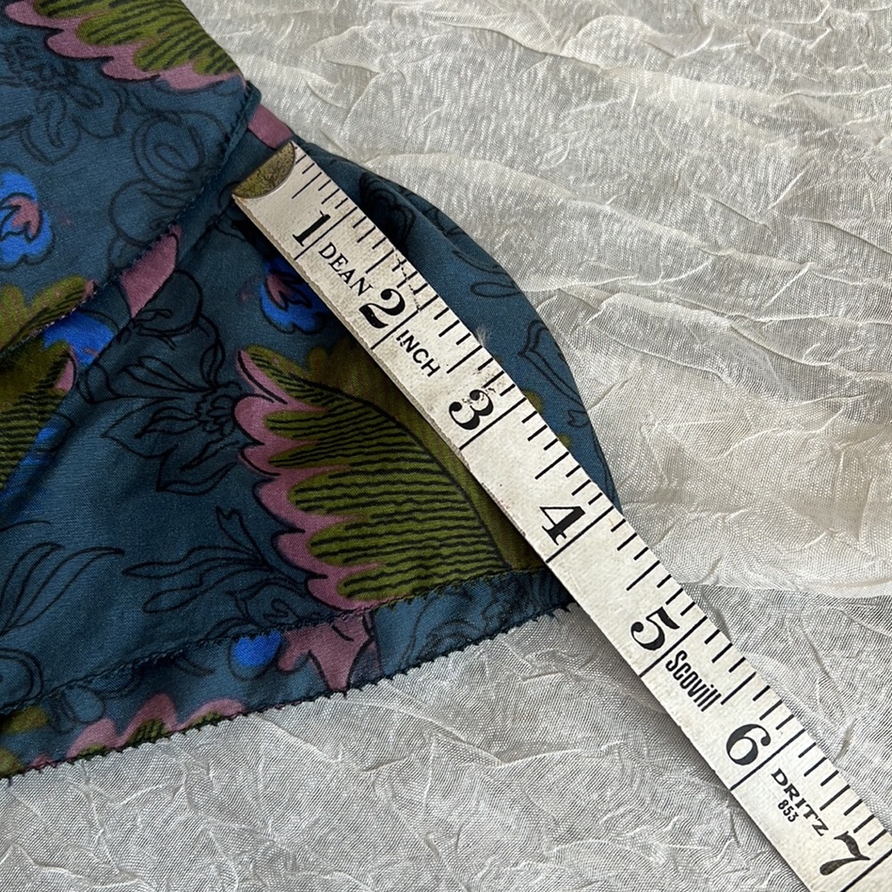 Vanessa Virginia Anthropologie Blue/Green Floral Print Peplum Blouse Size 0 - Picture 11 of 15